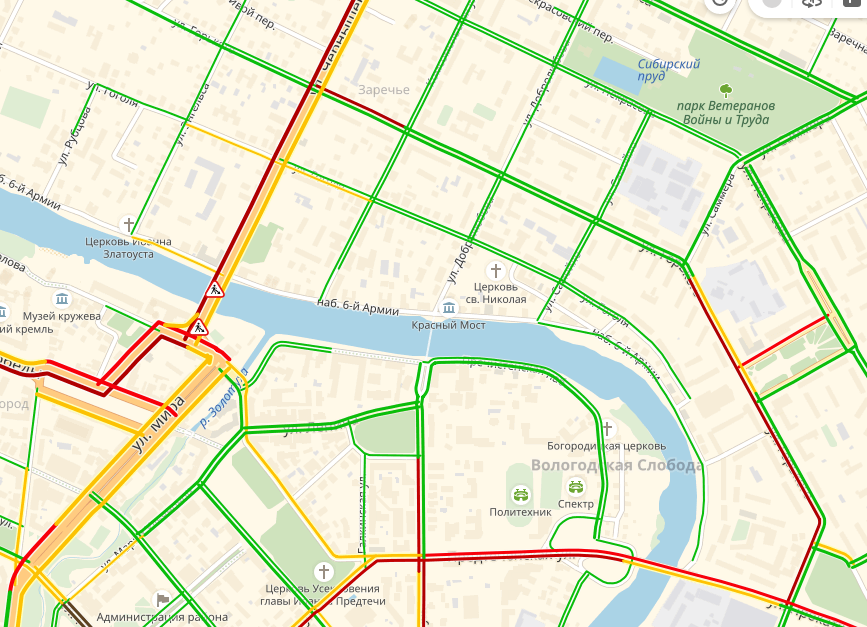 Карта вологда пробки онлайн