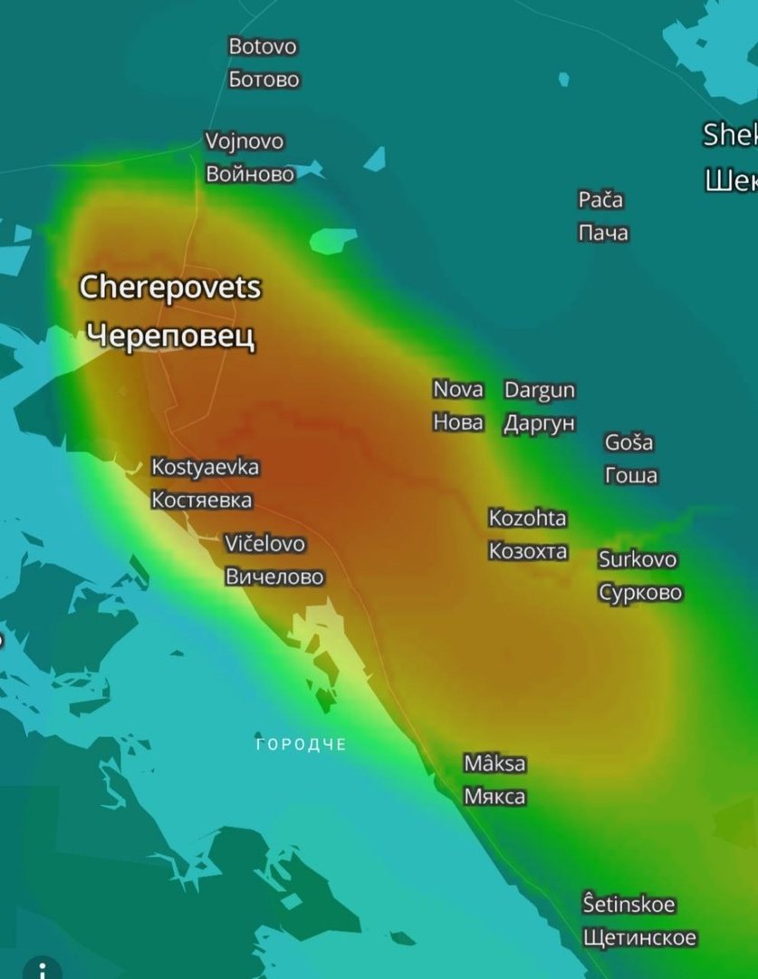 Череповец и окрестности накрыло вредными выбросами