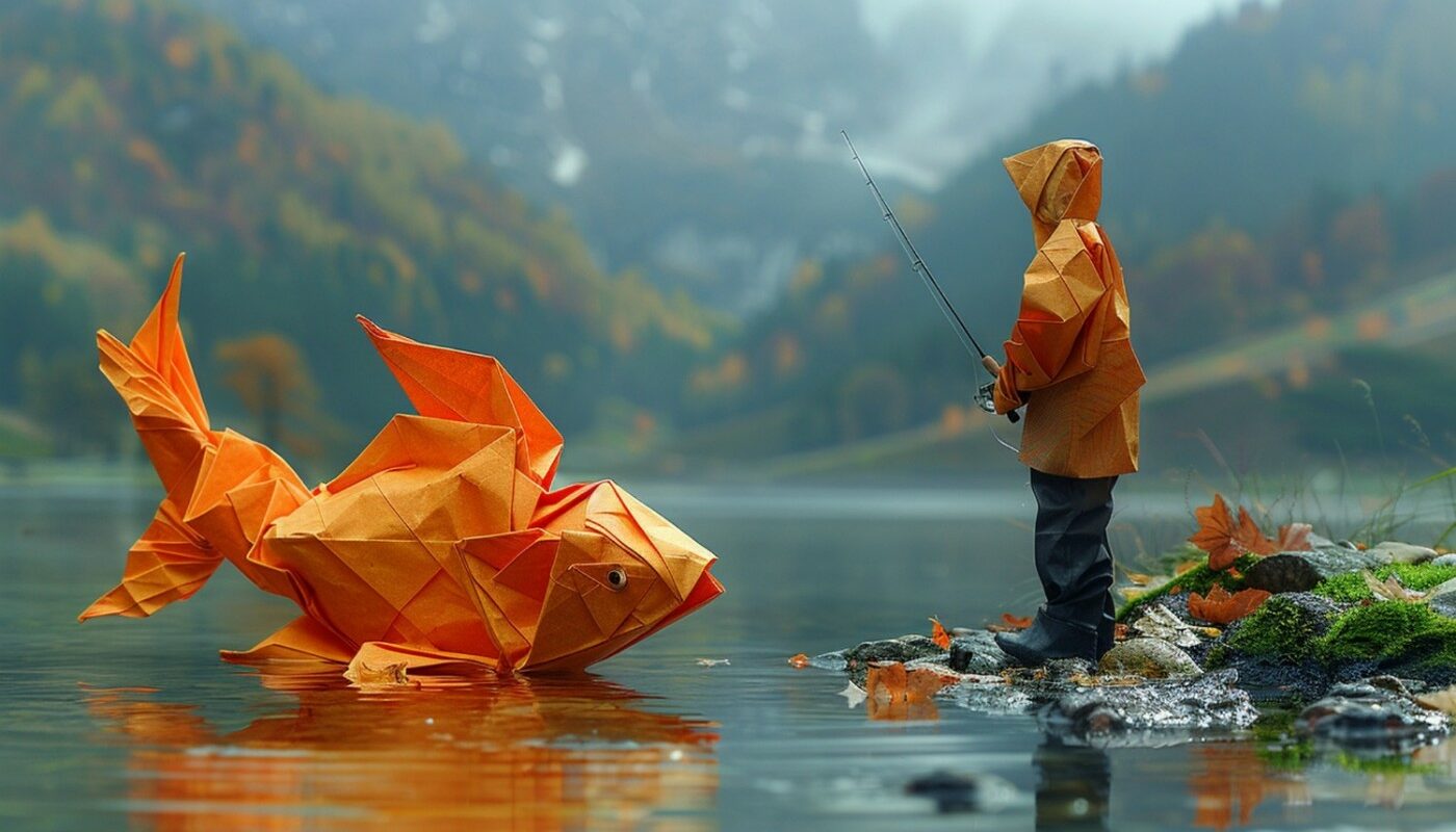 Человек ловит рыбу