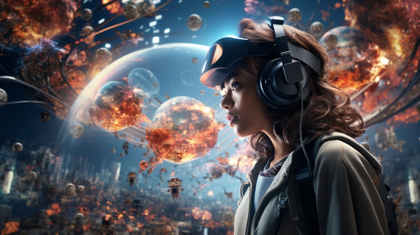 девушка и виртуальная реальность