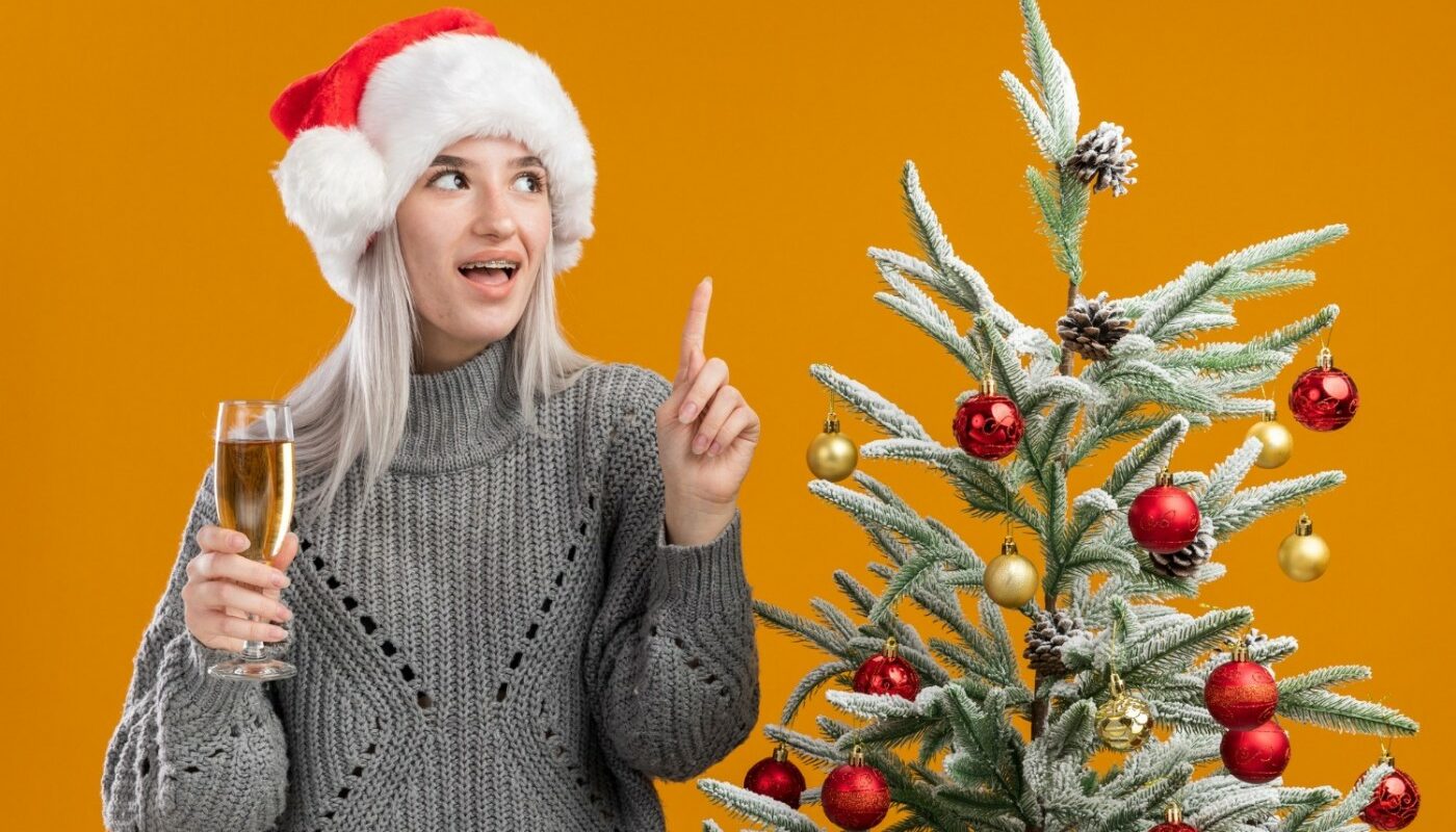 девушка встречает Новый год