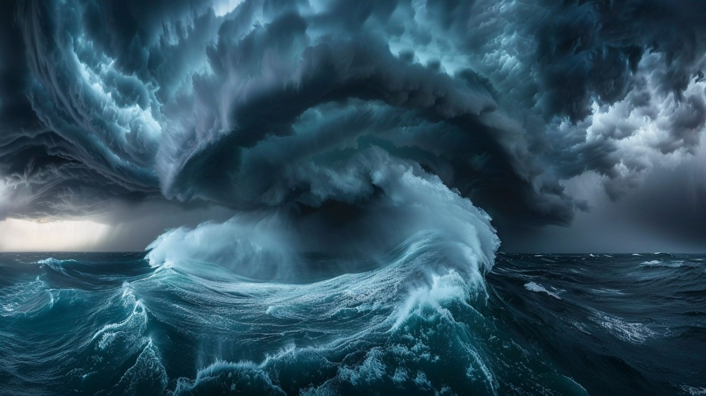 шторм в океане