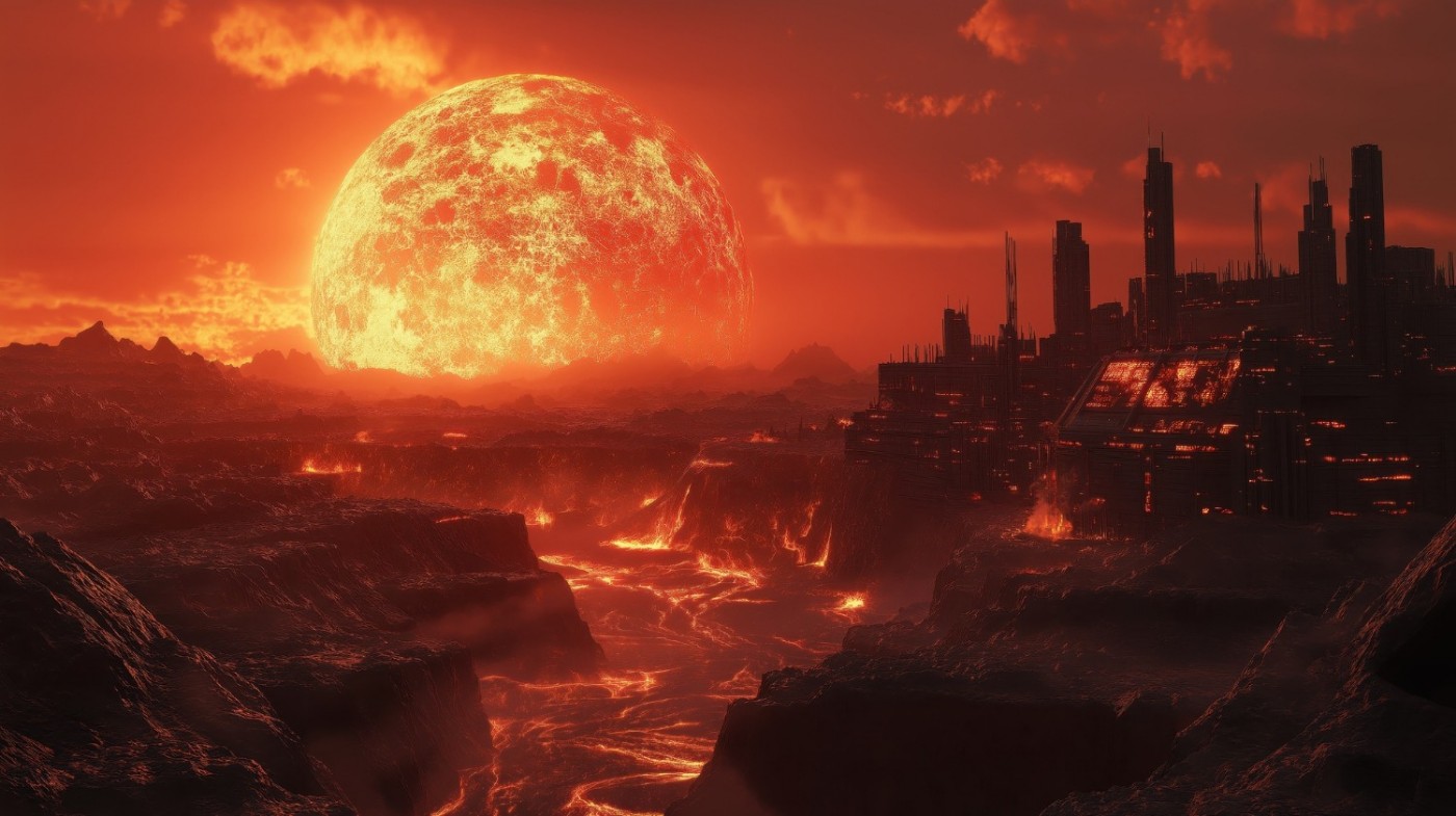 Солнце река лавы  катастрофа