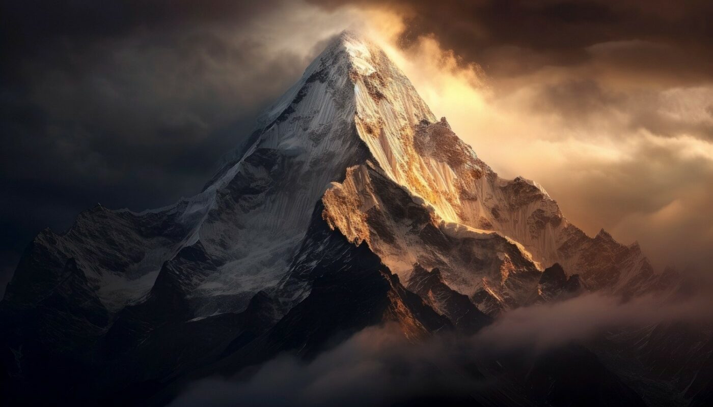 вершина горы снег