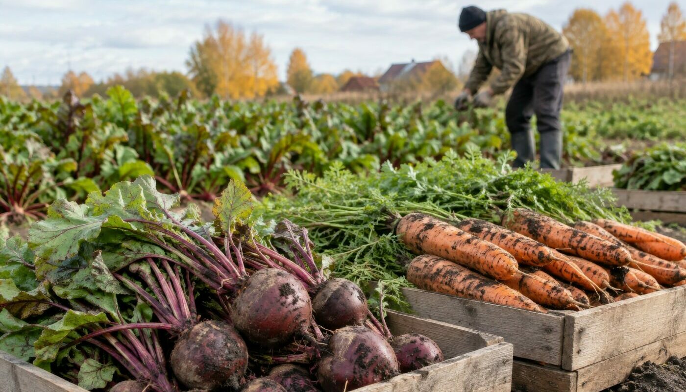 ленивые грядки со свеклой и морковью